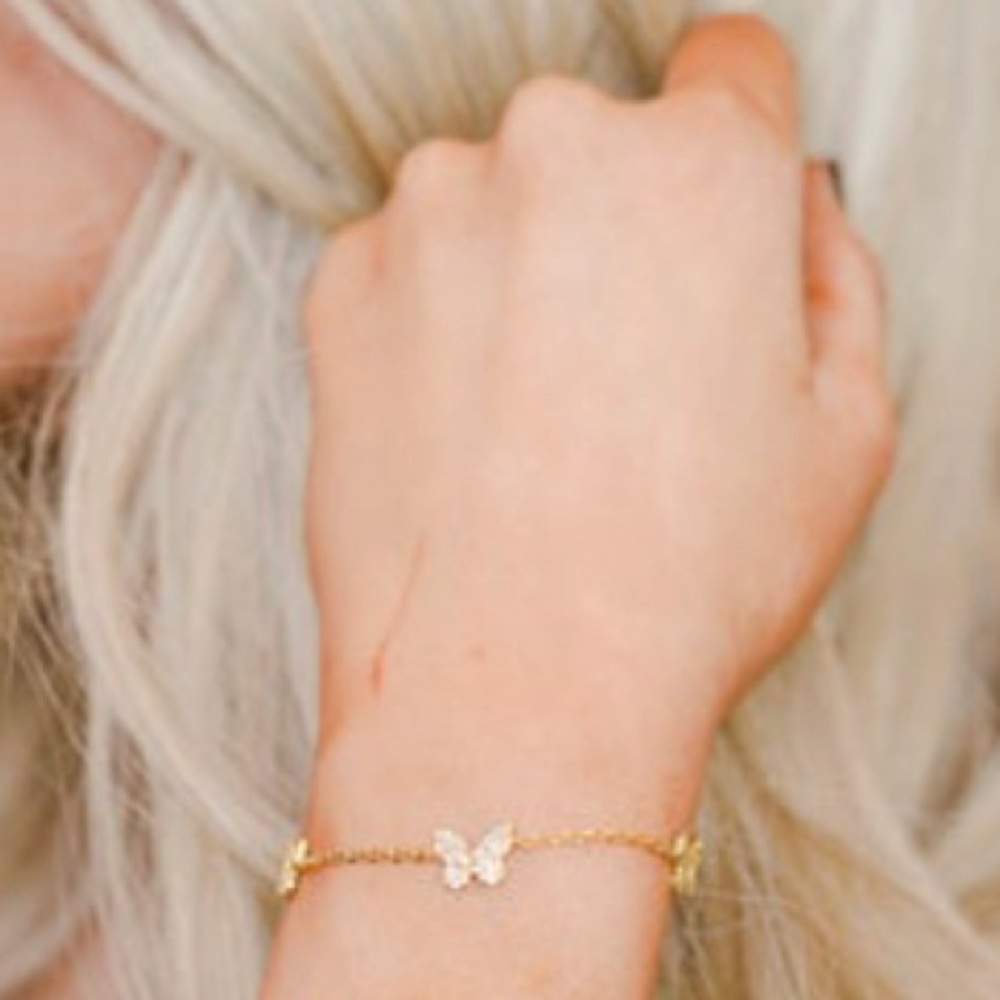 SOLBLANC DESIGNS GOLD DIPPED BUTTERFLY 🦋 BRACELET!! Gorgeous with CZ!!